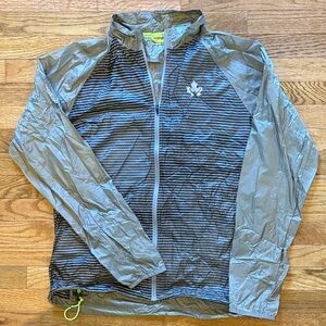 Brooks Gray and Black Striped Windbreaker